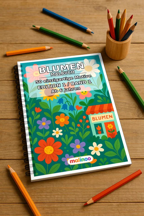 Blumen Malbuch 50 Ausmalbilder gedruckt und gebunden – Mockup-Ansicht