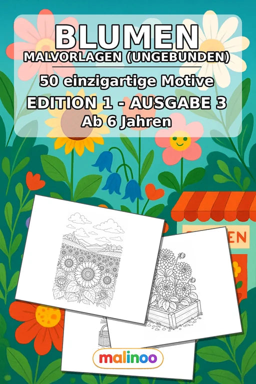 Blumen Malbuch 50 Ausmalbilder gedruckt+lose – Cover
