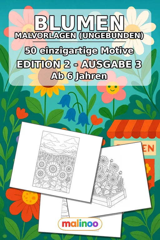 Blumen Malbuch 50 Ausmalbilder gedruckt+lose – Cover
