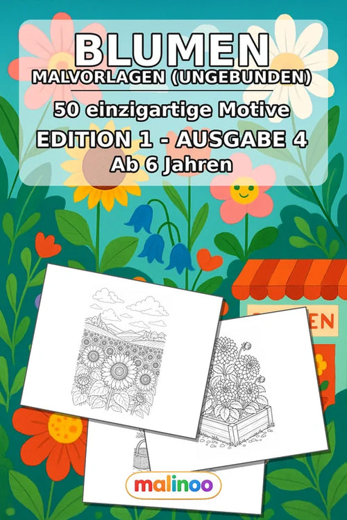 Blumen Malbuch 50 Ausmalbilder gedruckt, ungebunden – Cover