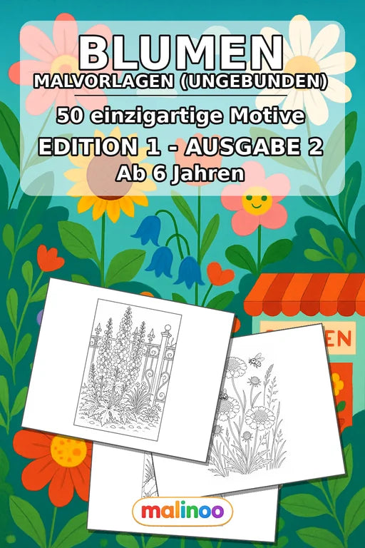 Blumen Malbuch 50 Ausmalbilder gedruckt+lose – Cover