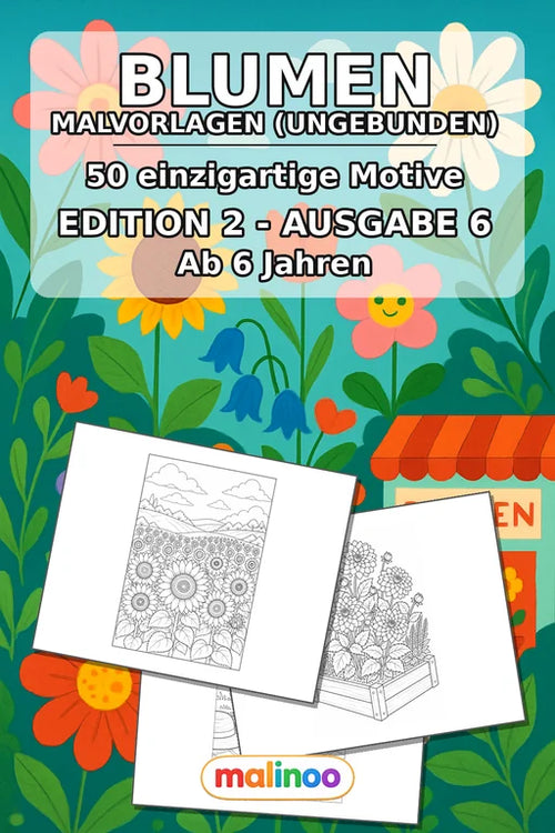 Blumen Malbuch 50 Ausmalbilder gedruckt, ungebunden – Cover
