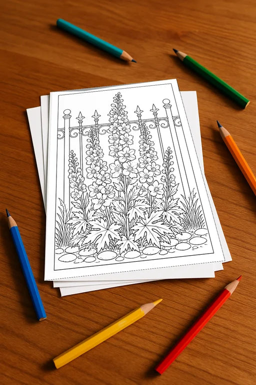 Blumen Malbuch 50 Ausmalbilder gedruckt+lose – Mockup-Ansicht