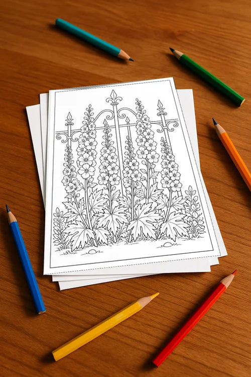 Blumen Malbuch 50 Ausmalbilder gedruckt, ungebunden – Mockup-Ansicht