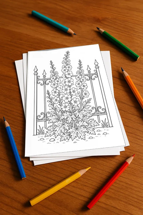 Blumen Malbuch 50 Ausmalbilder gedruckt, ungebunden – Mockup-Ansicht