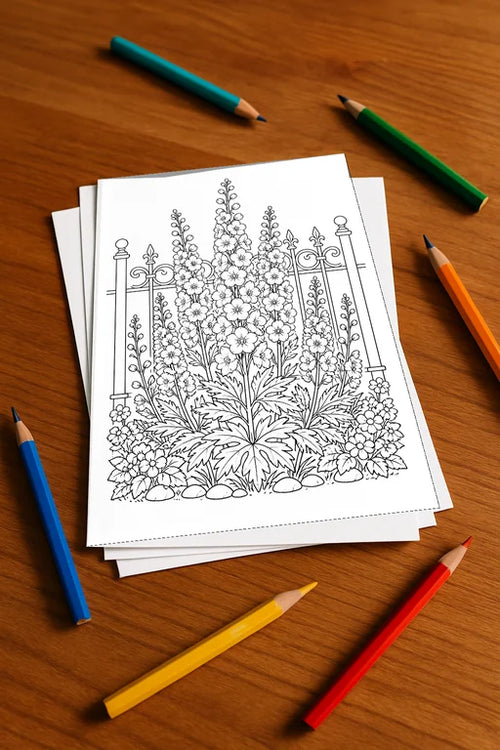 Blumen Malbuch 50 Ausmalbilder gedruckt, ungebunden – Mockup-Ansicht