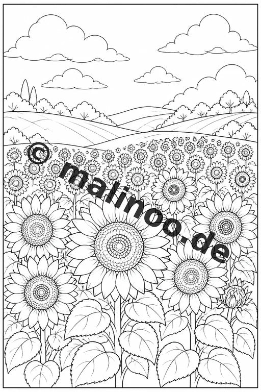 Blumen Malbuch 50 Ausmalbilder gedruckt, ungebunden – Vorschaubild 1