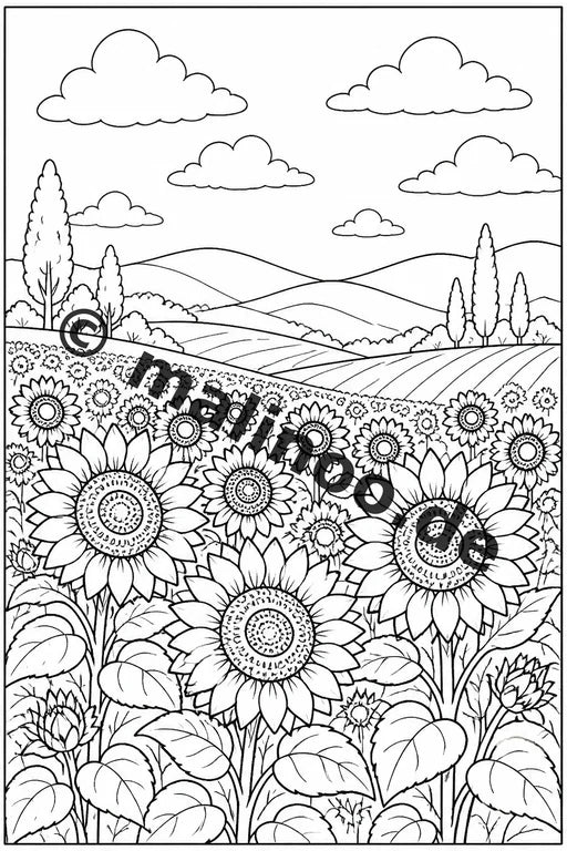 Blumen Malbuch 50 Ausmalbilder gedruckt, ungebunden – Vorschaubild 1