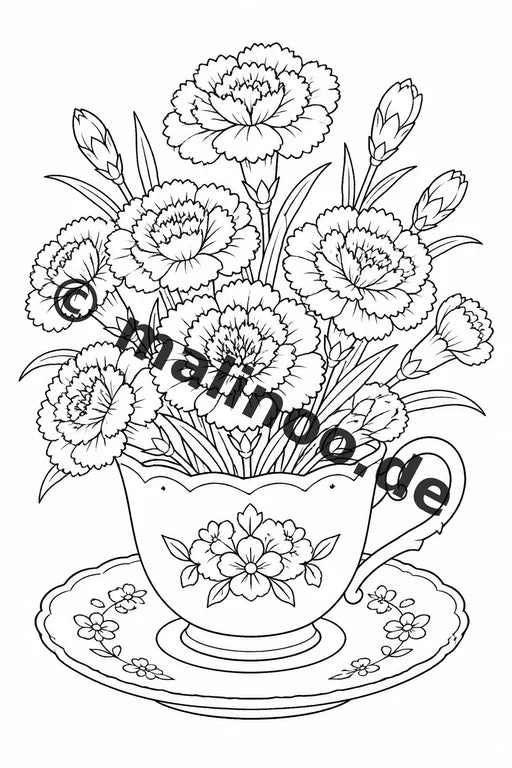 Blumen Malbuch 50 Ausmalbilder gedruckt, ungebunden – Vorschaubild 3