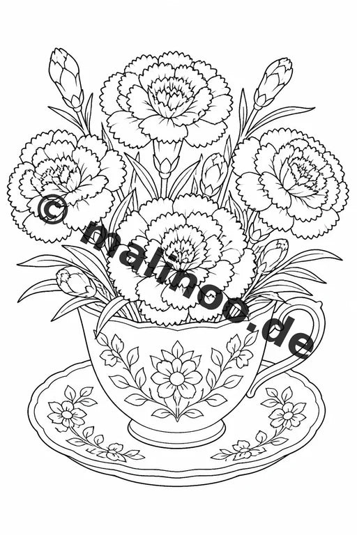Blumen Malbuch 50 Ausmalbilder gedruckt, ungebunden – Vorschaubild 3