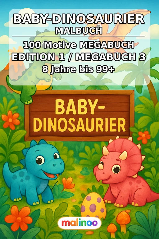 Dino-Babys Malbuch 100 Ausmalbilder gedruckt+gebunden – Cover