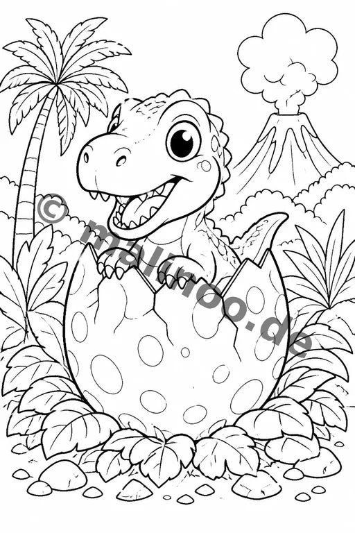 Dino-Babys Malbuch 100 Ausmalbilder gedruckt+gebunden – Vorschaubild 1