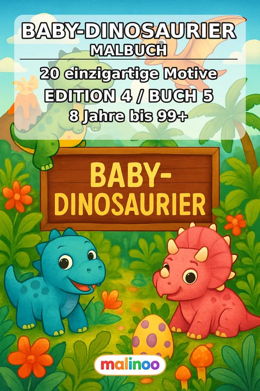 Dino-Babys Malbuch 20 Ausmalbilder gedruckt+gebunden – Cover