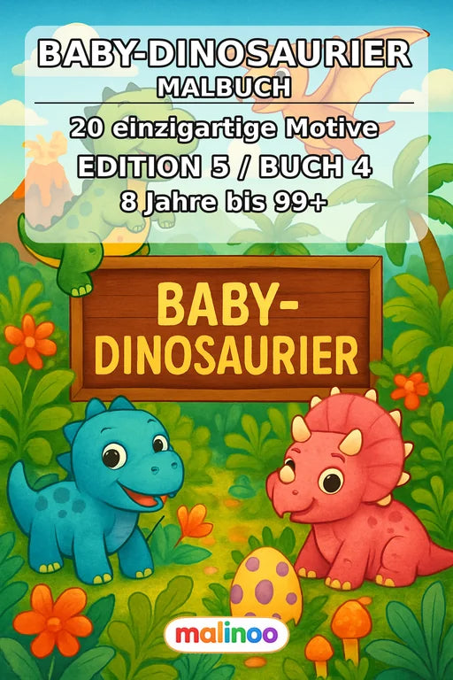 Dino-Babys Malbuch 20 Ausmalbilder gedruckt+gebunden – Cover