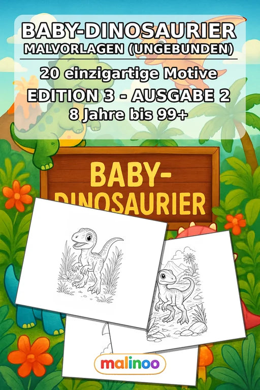 Dino-Babys Malbuch 20 Ausmalbilder gedruckt+lose – Cover
