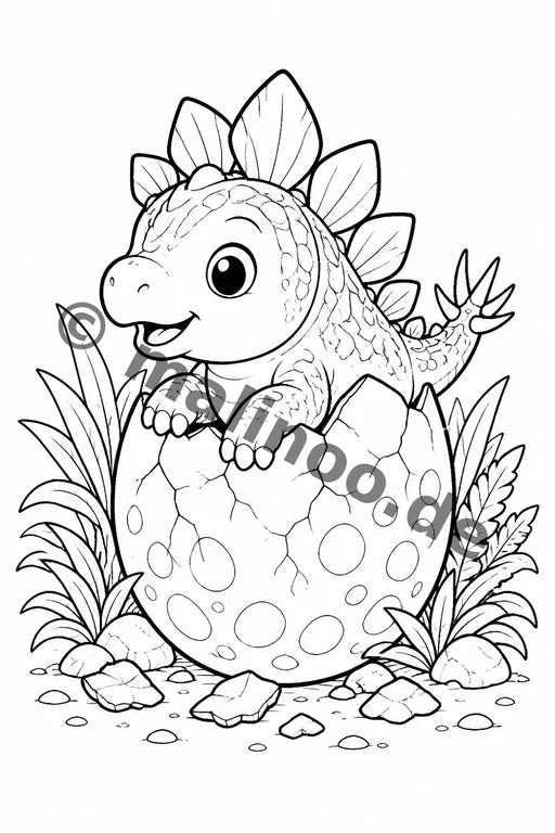 Dino-Babys Malbuch 20 Ausmalbilder gedruckt+lose – Vorschaubild 6