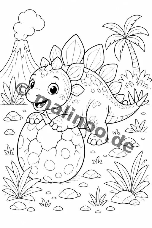 Dino-Babys Malbuch 20 Ausmalbilder gedruckt+lose – Vorschaubild 6