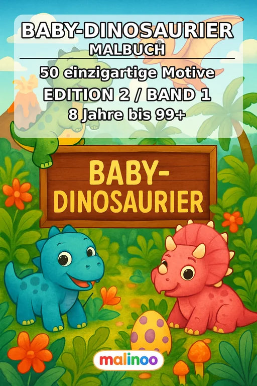 Dino-Babys Malbuch 50 Ausmalbilder gedruckt+gebunden – Cover