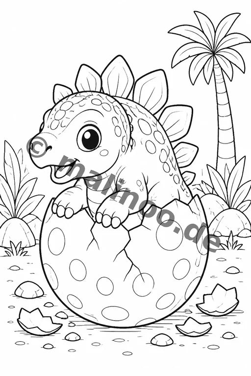 Dino-Babys Malbuch 50 Ausmalbilder gedruckt+gebunden – Vorschaubild 6