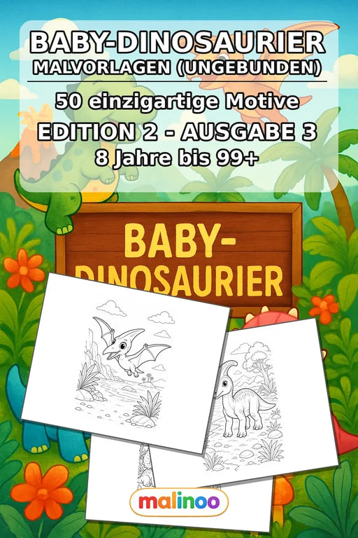 Dino-Babys Malbuch 50 Ausmalbilder gedruckt+lose – Cover