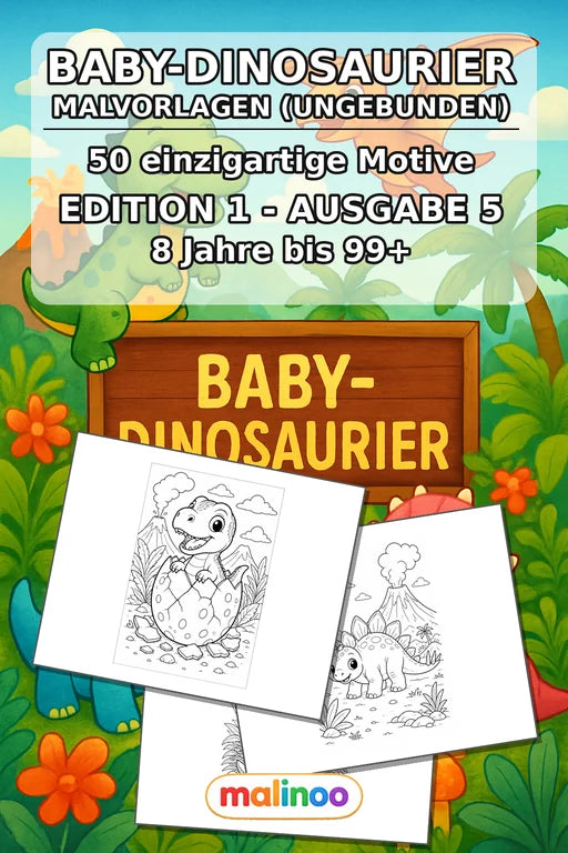 Dino-Babys Malbuch 50 Ausmalbilder gedruckt+lose – Cover