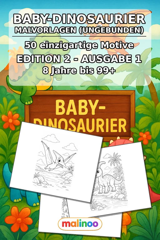 Dino-Babys Malbuch 50 Ausmalbilder gedruckt+lose – Cover