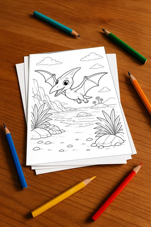 Dino-Babys Malbuch 50 Ausmalbilder gedruckt+lose – Mockup-Ansicht