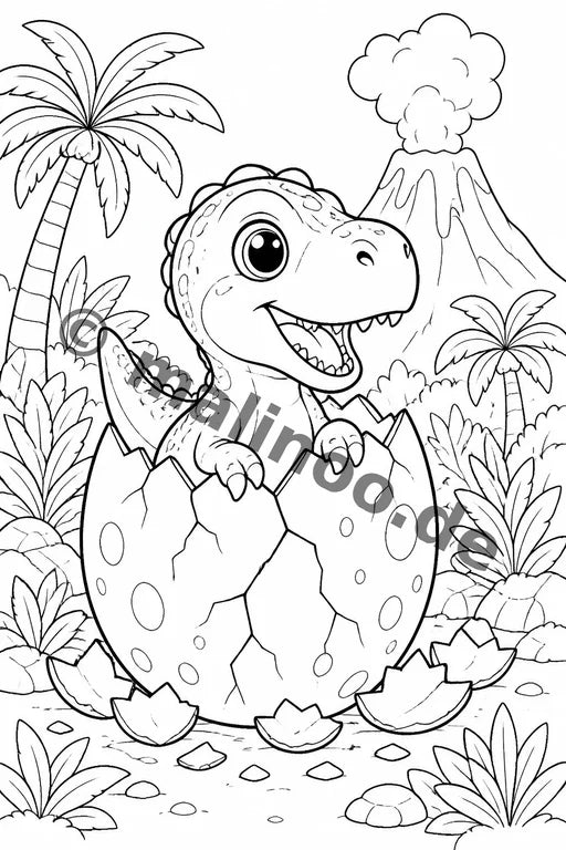 Dino-Babys Malbuch 50 Ausmalbilder gedruckt+lose – Vorschaubild 1
