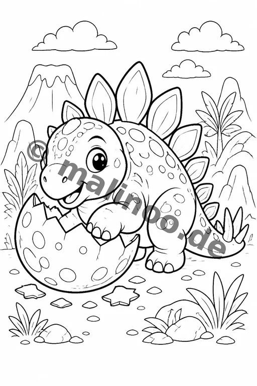 Dino-Babys Malbuch 50 Ausmalbilder gedruckt+lose – Vorschaubild 6