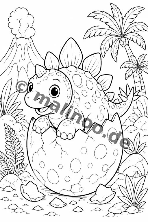 Dino-Babys Malbuch 50 Ausmalbilder gedruckt+lose – Vorschaubild 6