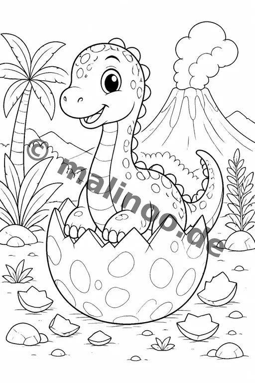 Dino-Babys Malbuch 50 Ausmalbilder gedruckt+lose – Vorschaubild 8