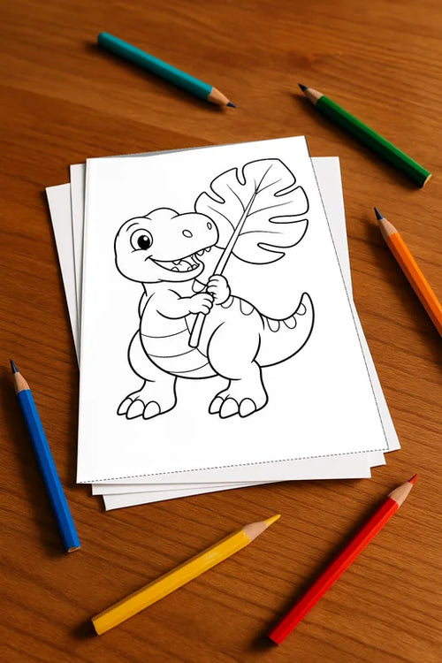 Dinosaurier Malbuch 100 Ausmalbilder gedruckt, ungebunden – Mockup-Ansicht