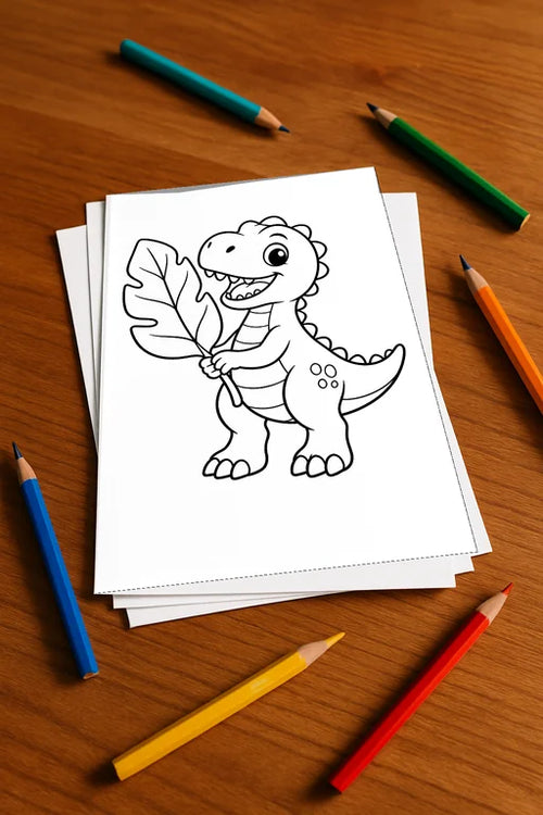 Dinosaurier Malbuch 100 Ausmalbilder gedruckt, ungebunden – Mockup-Ansicht