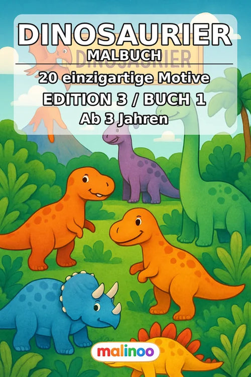 Dinosaurier Malbuch 20 Ausmalbilder gedruckt und gebunden – Cover