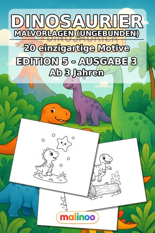 Dinosaurier Malbuch 20 Ausmalbilder gedruckt+lose – Cover