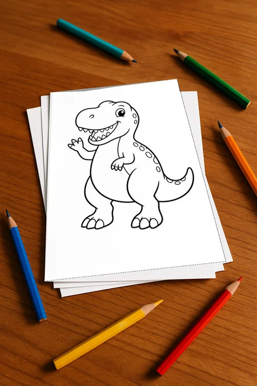 Dinosaurier Malbuch 20 Ausmalbilder gedruckt, ungebunden – Mockup-Ansicht