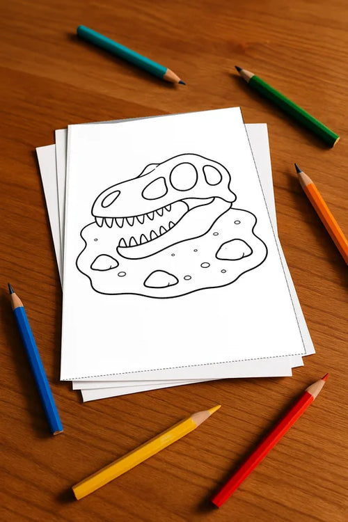 Dinosaurier Malbuch 20 Ausmalbilder gedruckt, ungebunden – Mockup-Ansicht
