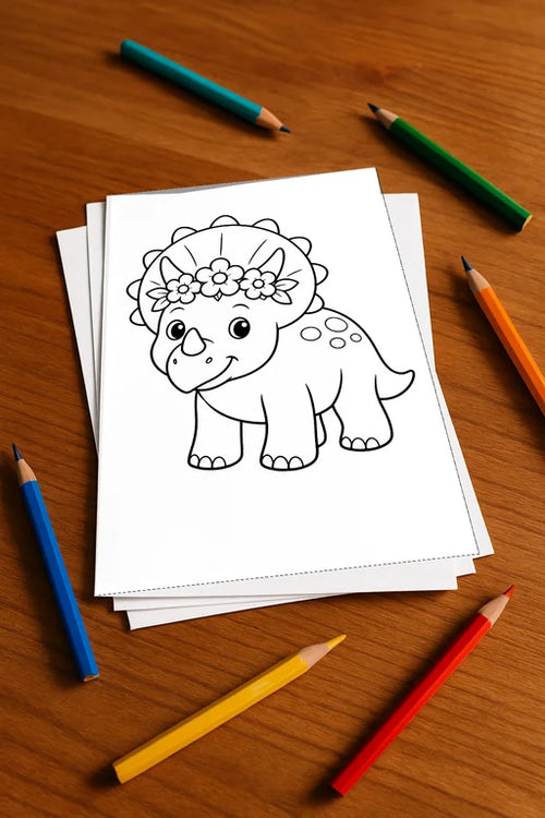 Dinosaurier Malbuch 20 Ausmalbilder gedruckt, ungebunden – Mockup-Ansicht