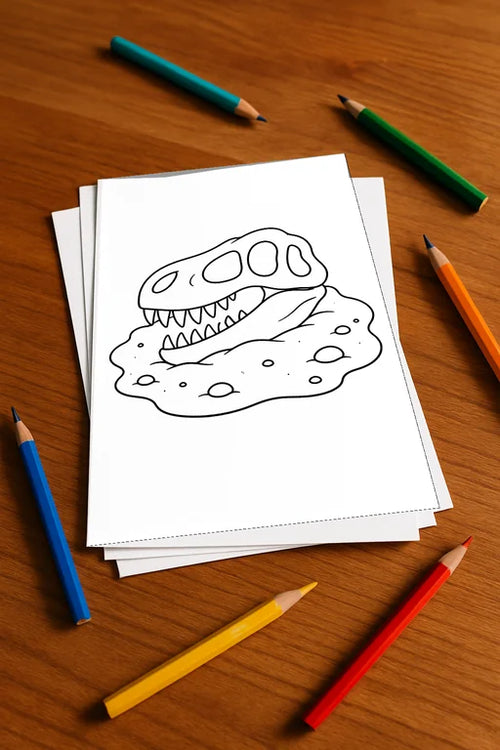 Dinosaurier Malbuch 20 Ausmalbilder gedruckt, ungebunden – Mockup-Ansicht