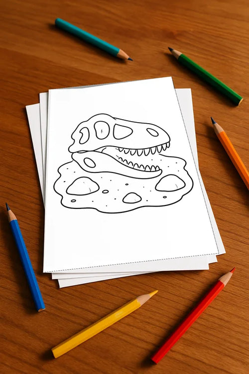 Dinosaurier Malbuch 20 Ausmalbilder gedruckt, ungebunden – Mockup-Ansicht