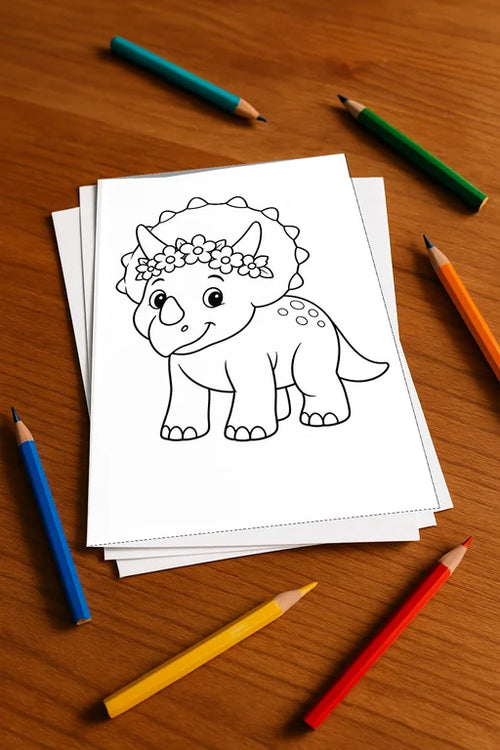 Dinosaurier Malbuch 20 Ausmalbilder gedruckt, ungebunden – Mockup-Ansicht