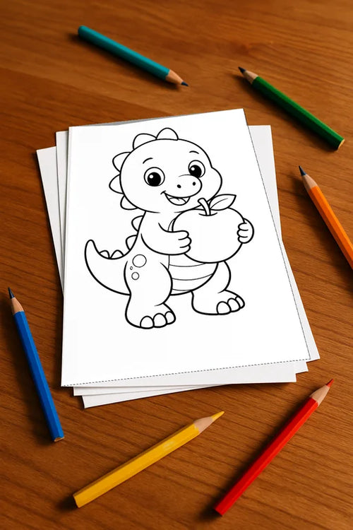 Dinosaurier Malbuch 50 Ausmalbilder gedruckt, ungebunden – Mockup-Ansicht