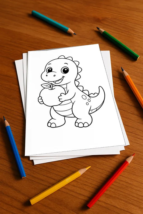 Dinosaurier Malbuch 50 Ausmalbilder gedruckt, ungebunden – Mockup-Ansicht