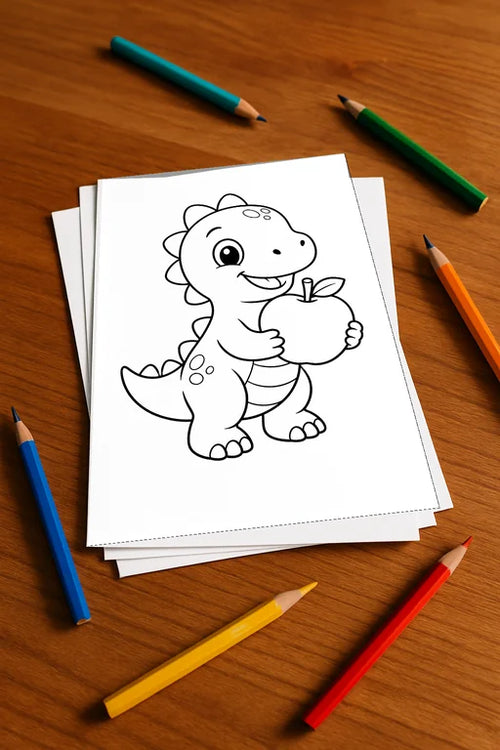 Dinosaurier Malbuch 50 Ausmalbilder gedruckt, ungebunden – Mockup-Ansicht