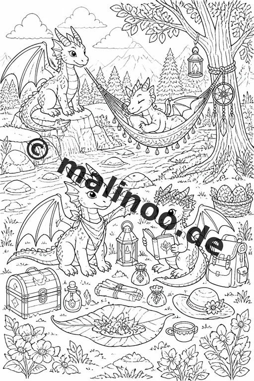 Drachen Malbuch 100 Ausmalbilder PDF Download digital – Vorschaubild 2