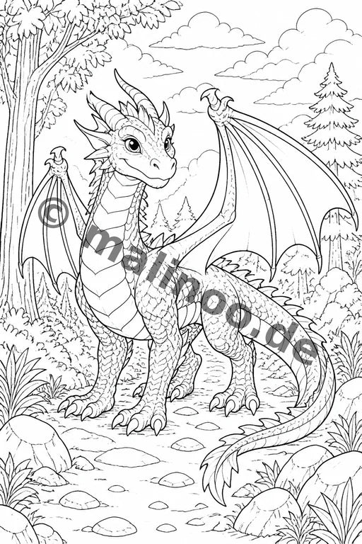 Drachen Malbuch 100 Ausmalbilder PDF Download – Vorschaubild 3