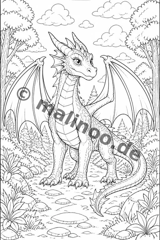 Drachen Malbuch 100 Ausmalbilder PDF Download – Vorschaubild 3