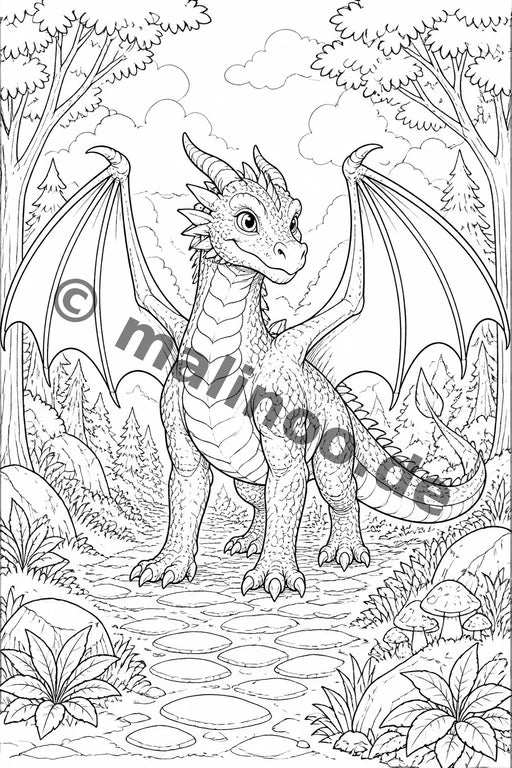 Drachen Malbuch 100 Ausmalbilder PDF Download – Vorschaubild 3