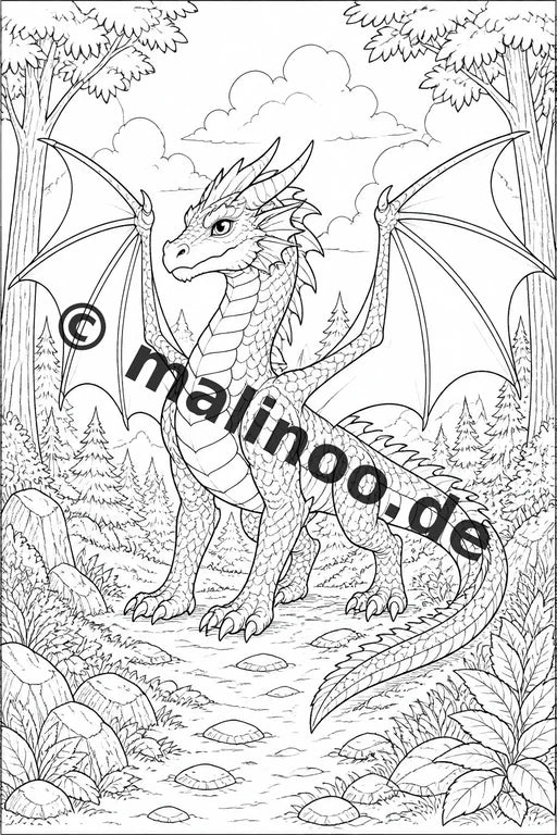 Drachen Malbuch 100 Ausmalbilder gedruckt und gebunden – Vorschaubild 3