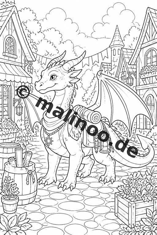 Drachen Malbuch 100 Ausmalbilder gedruckt, ungebunden – Vorschaubild 5